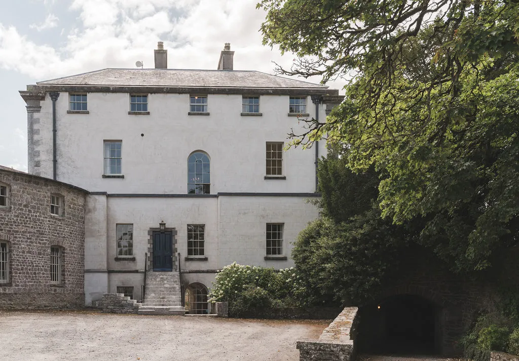 The white rear courtyard facade